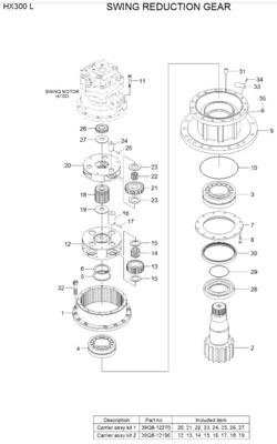 CRAWLER EXCAVATOR 39Q8-12101 SWING REDUCTION GEAR 38K8-10150 38K8-11100 SWING MOTOR FOR HX300L HX300 R290-9 R300-9